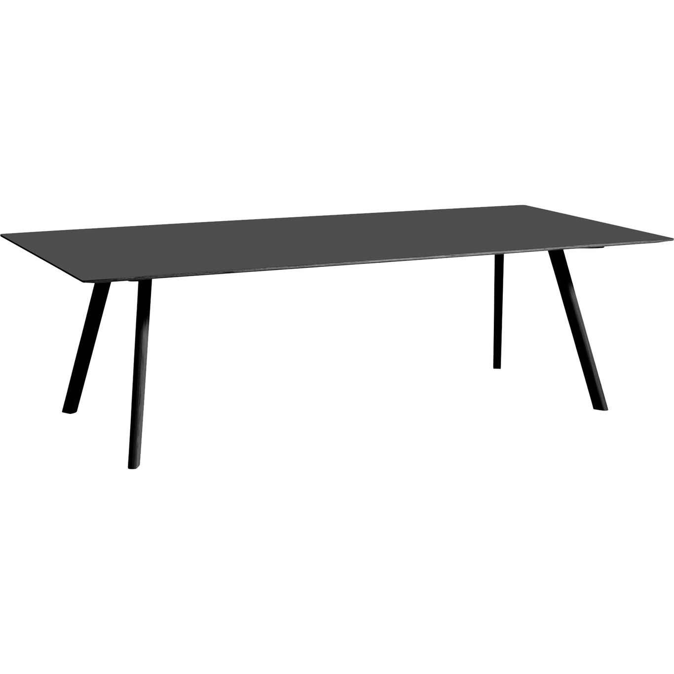 CPH 30 Table 90x250x74 cm, Black Waterbased Lacquered Oak/Black Linoleum