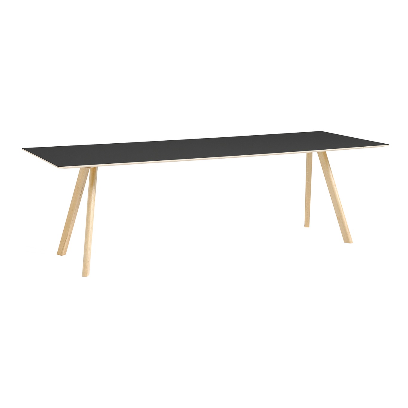 CPH 30 Table 90x250x74 cm, Waterbased Lacquered Oak/Black Linoleum