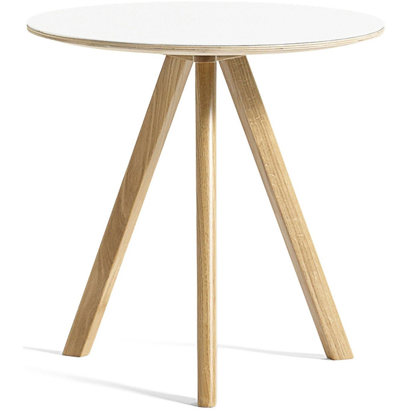 CPH 20  Side Table Ø50x49 cm, Water Based Lacquered Oak / White Laminate