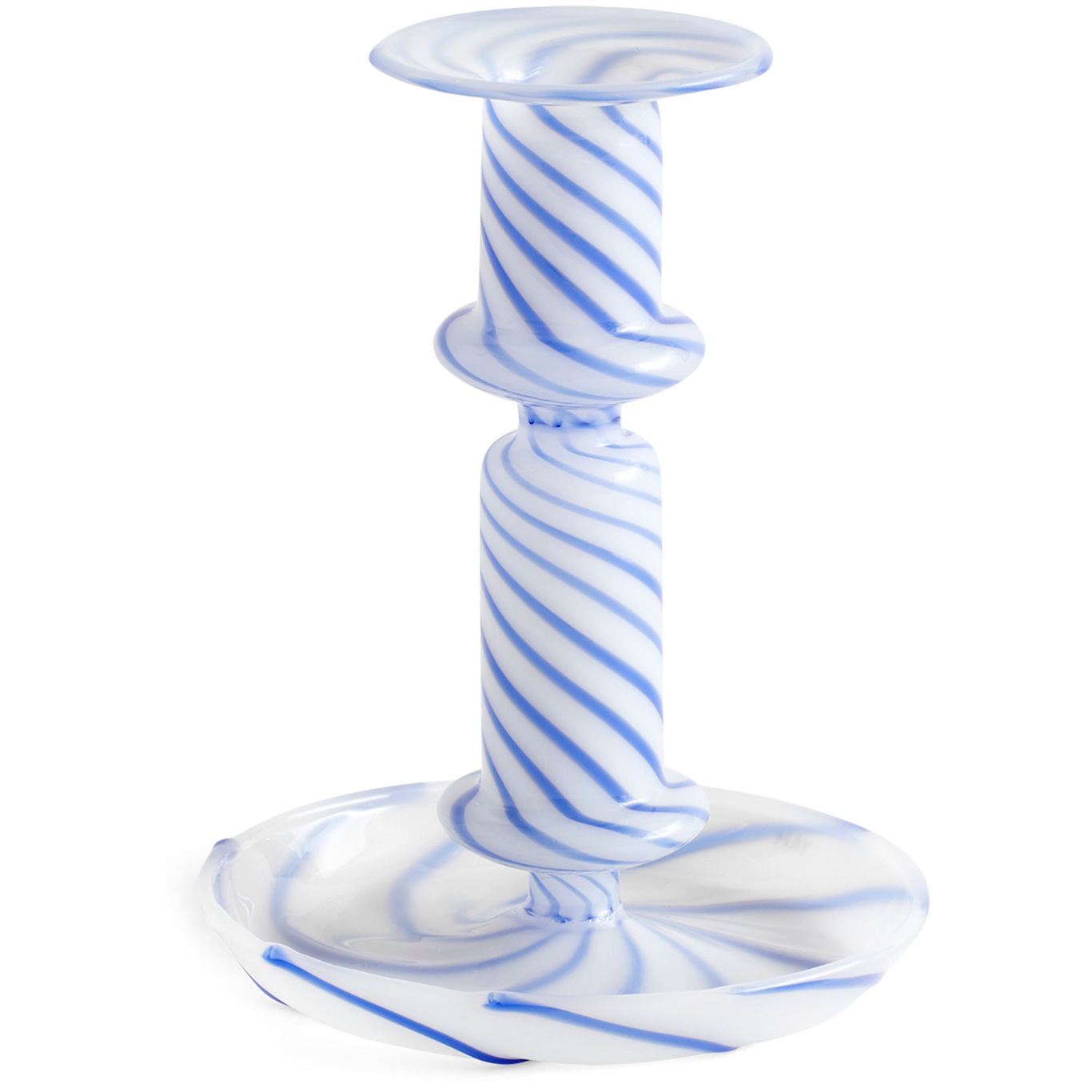 Flare Stripe Milk Candle Holder 14 cm Blue
