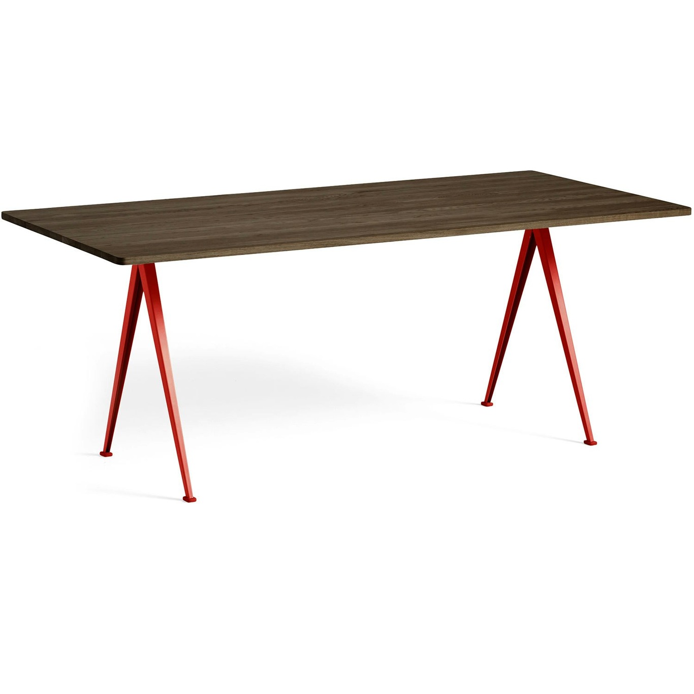 Pyramid 02 Dining Table 85x190 cm, Tomato Red / Dark Oiled Oak