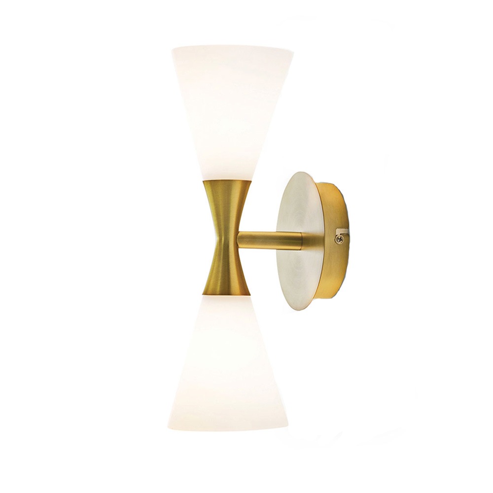 Harlekin Duo Wall Lamp, Brass/White