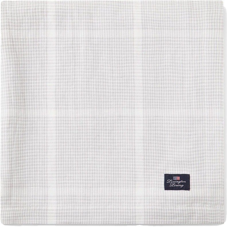 Cotton/Linen Pepita Check Tablecloth White/Light Grey, 150x250 cm