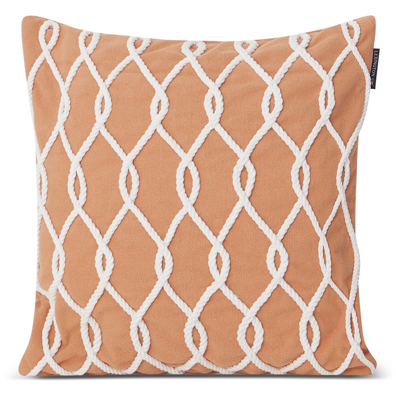 Rope Deco Recycled Cotton Canvas Cushion Cover 50x50 cm, Beige / White