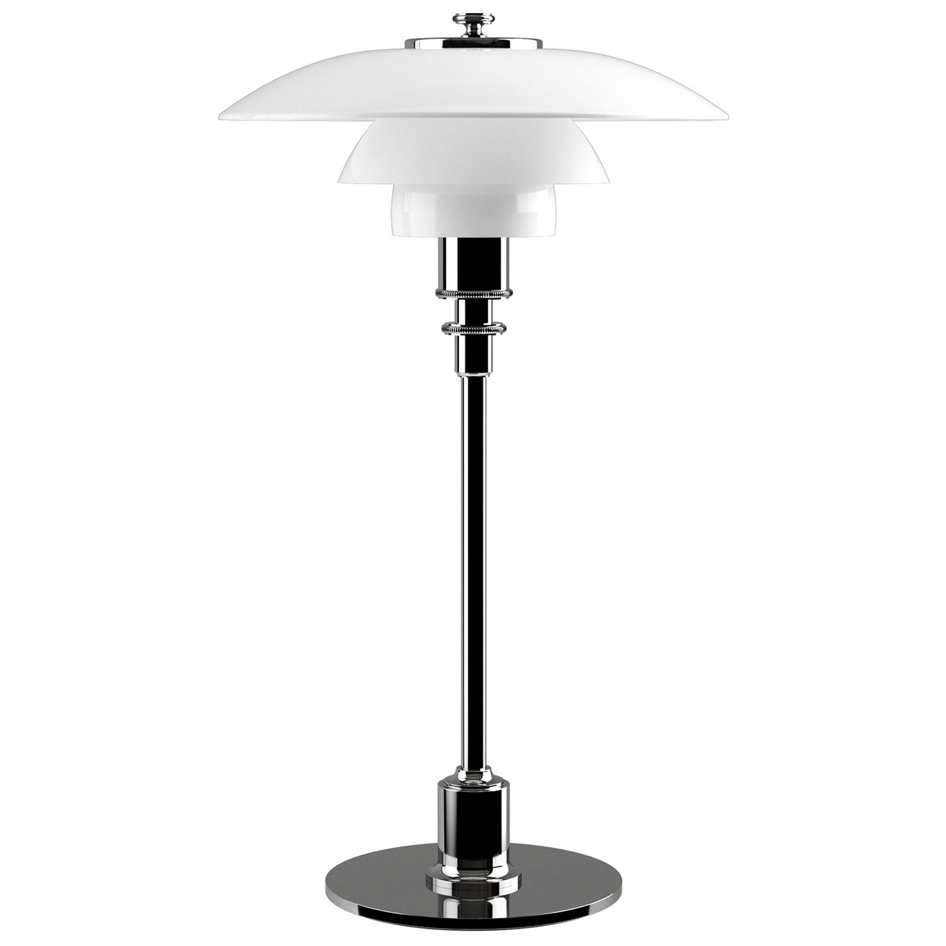 PH 3 1/2-2 1/2 Table Lamp, White Opal Glass/Chrome Plated