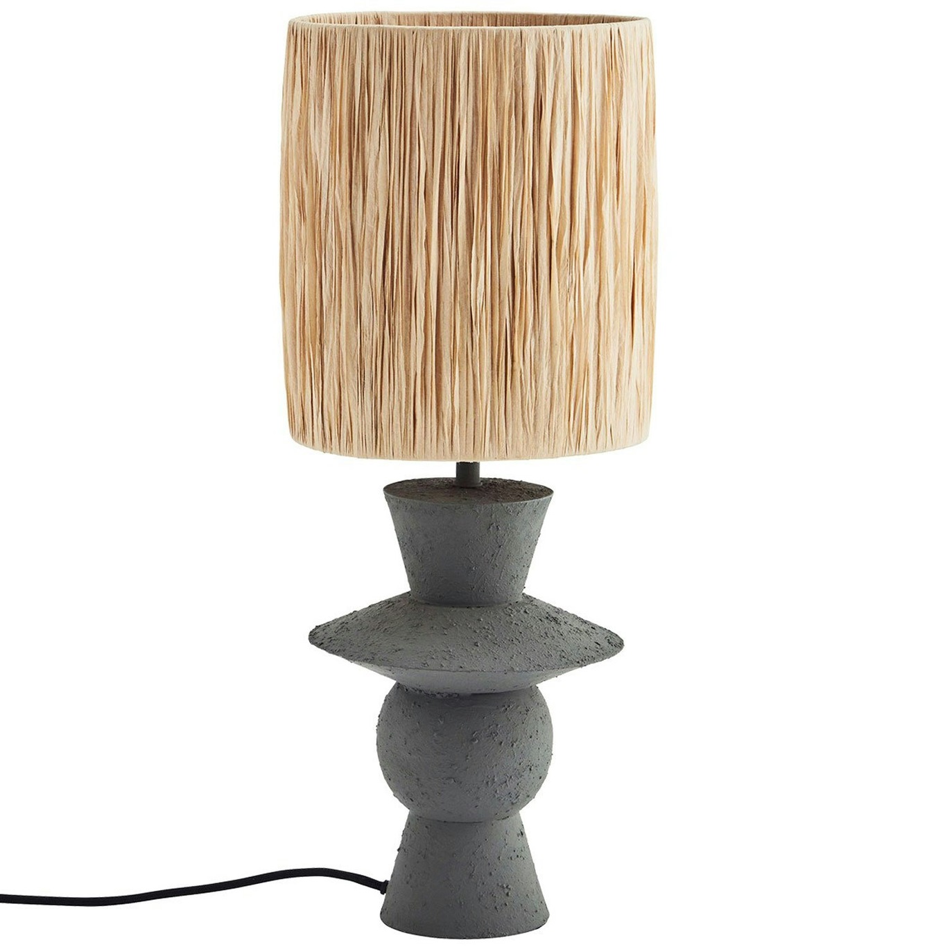 Table Lamp Raphia / Iron, Grey