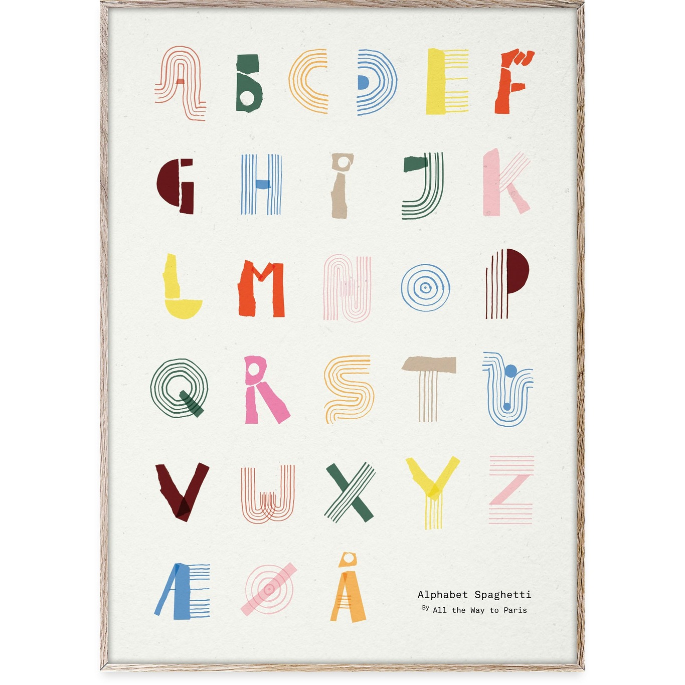 Alphabet Spaghetti DK Poster, 50x70 cm