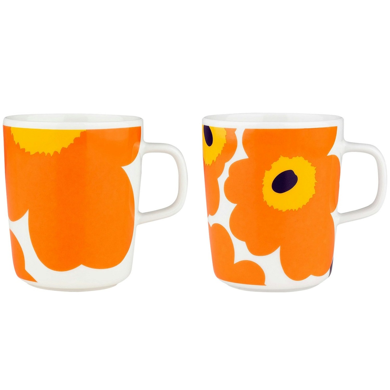 Iso Unikko Mug 25 cl 2-pack, White / Orange / Yellow