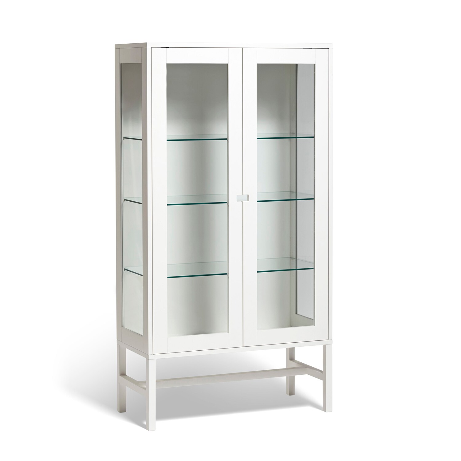 Falsterbo Cabinet Glass Shelves 150 Cm, White Cabinet With Doors And Shelves