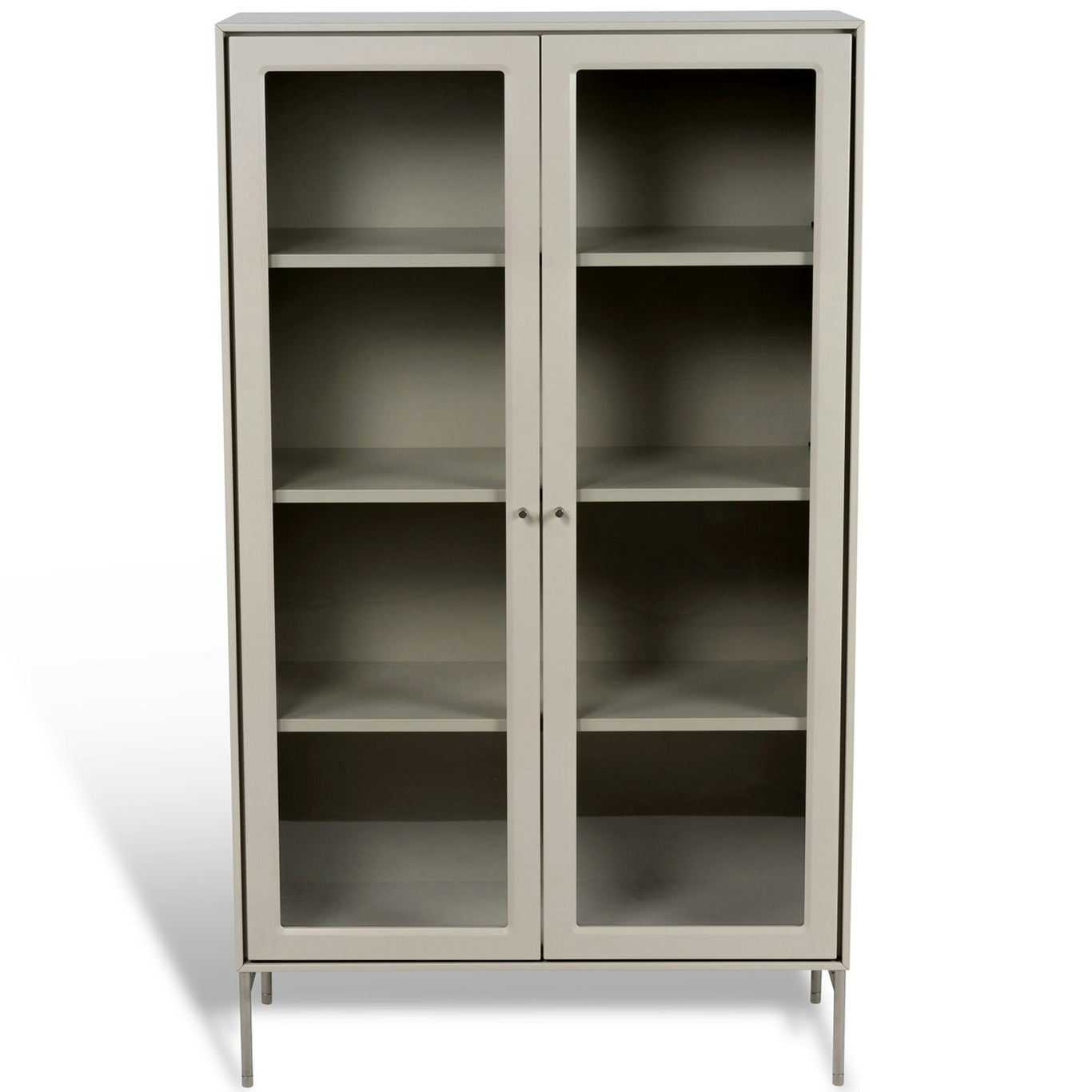 Volt Cabinet With Glass Doors 130 cm, Beige/Stainless Steel