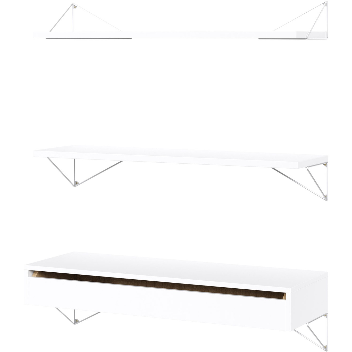 Pythagoras Shelf Set With Drawer L, White