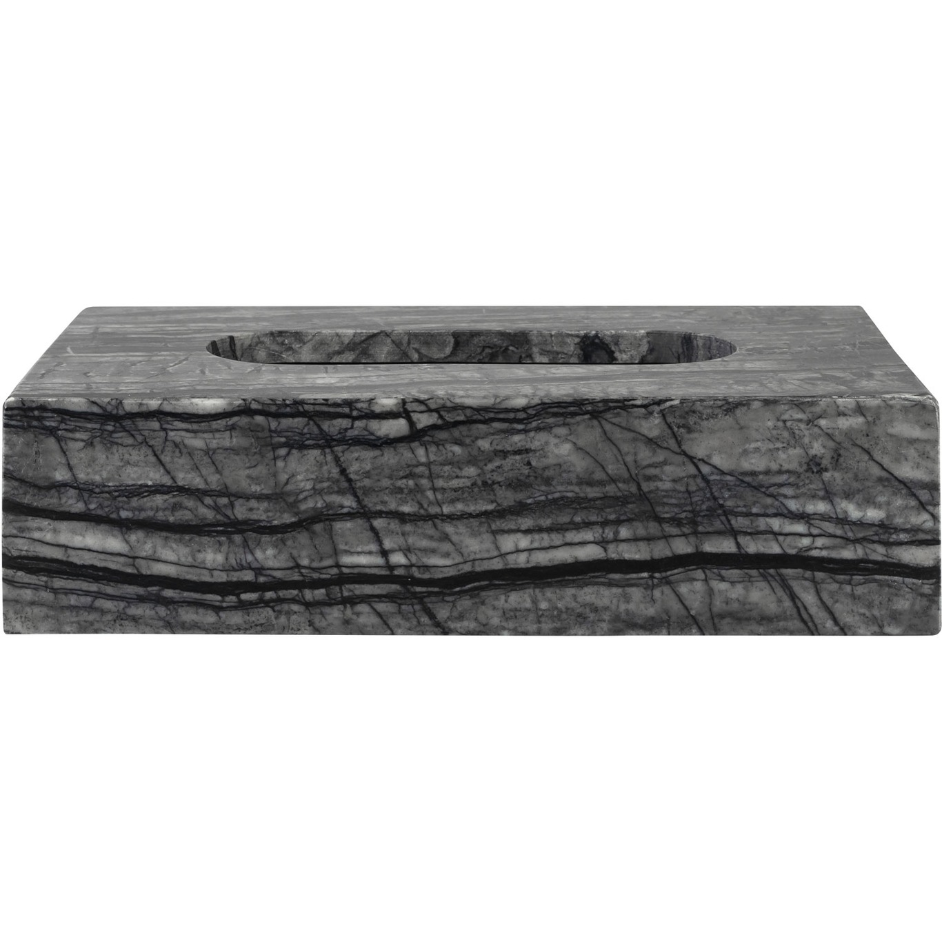 MARBLE Storage Box For Tissues, Black/Grey