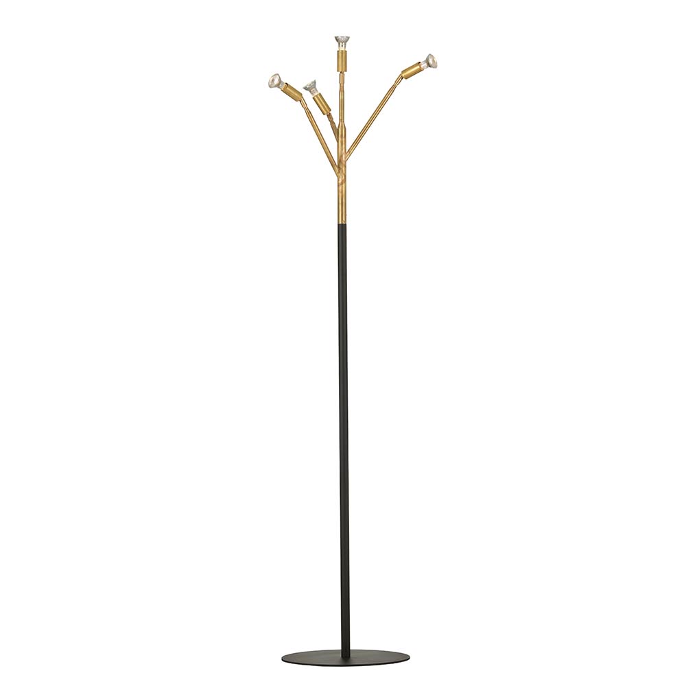Kvist Floor Lamp 4 Arms, Brass/ Black