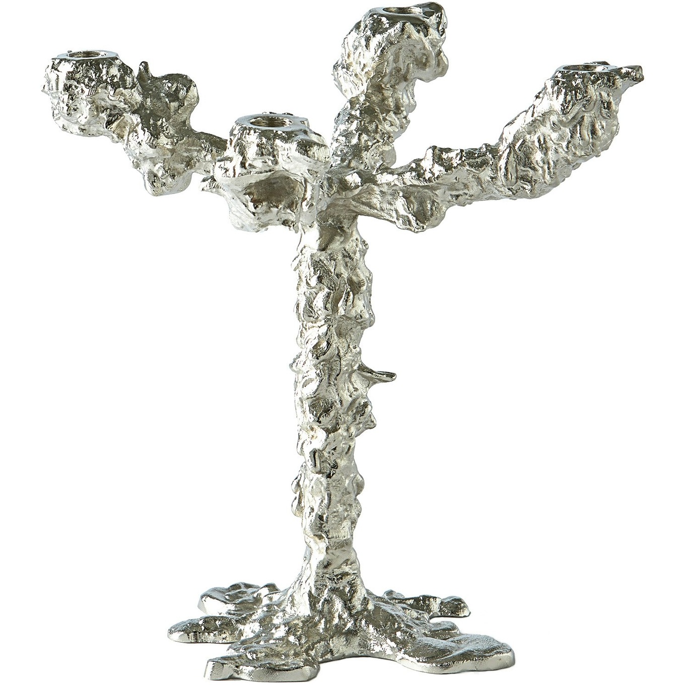 Drip Candle Holder 4 Arms, Silver