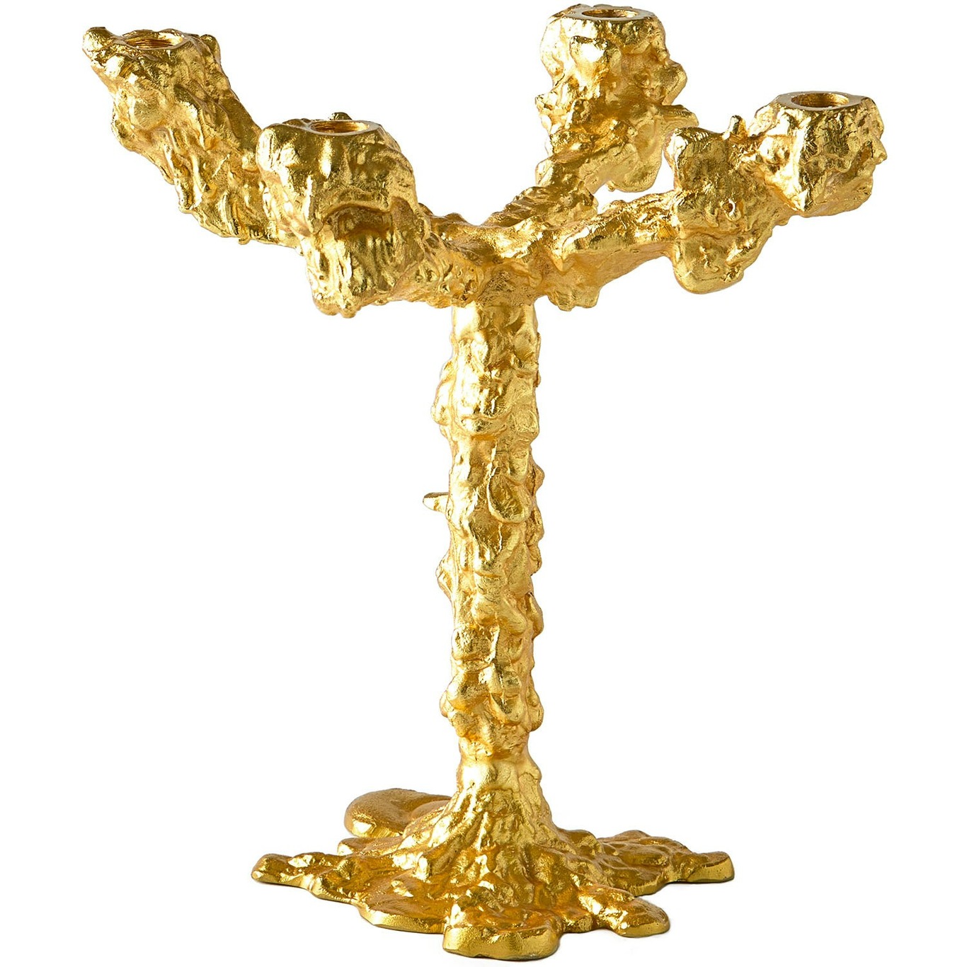 Drip Candle Holder 4 Arms, Gold