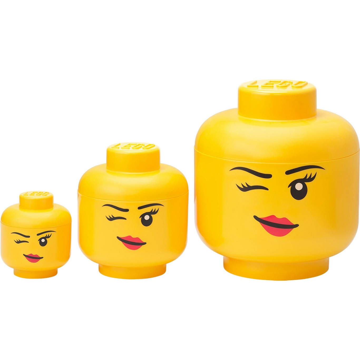 LEGO® Storage Box Head Collection 3 Pieces, Winking