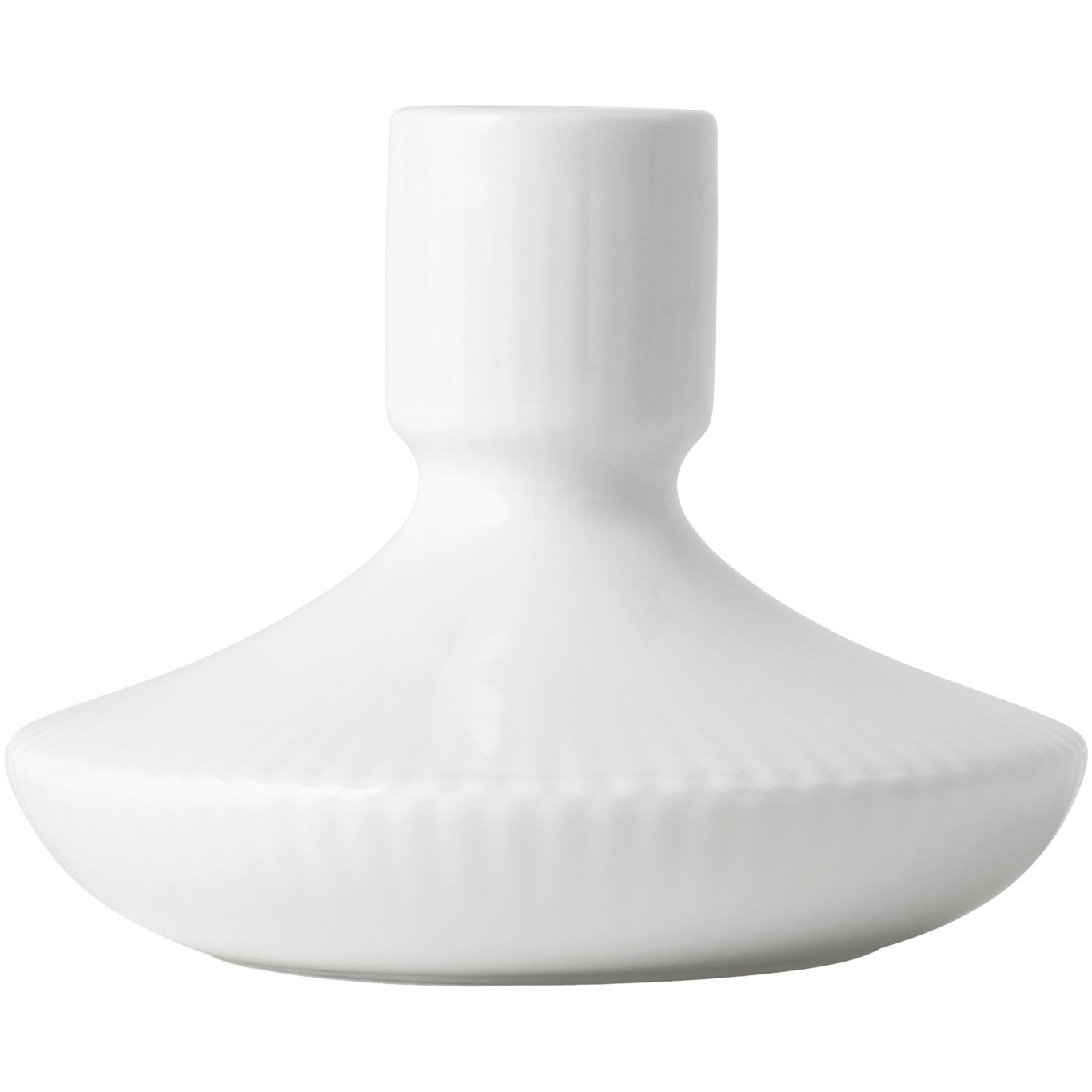 White Fluted Candlestick, 8 cm