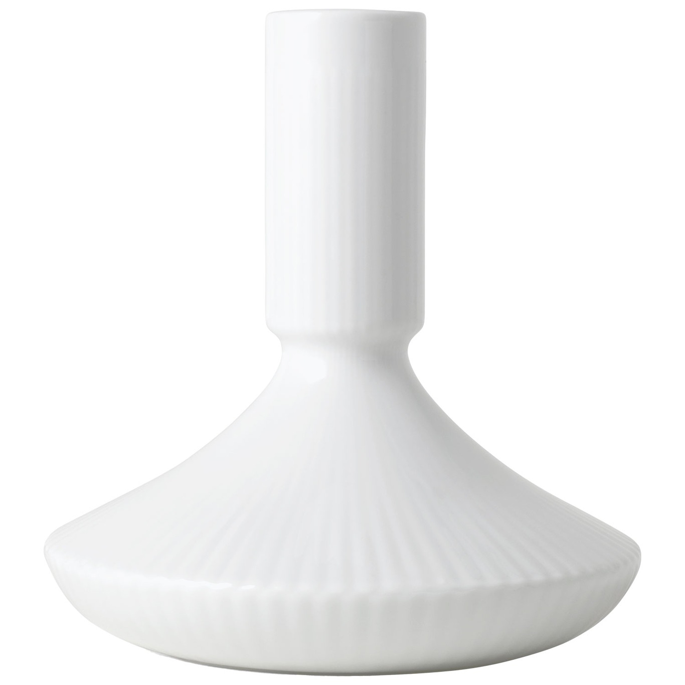 White Fluted Candlestick, 12 cm