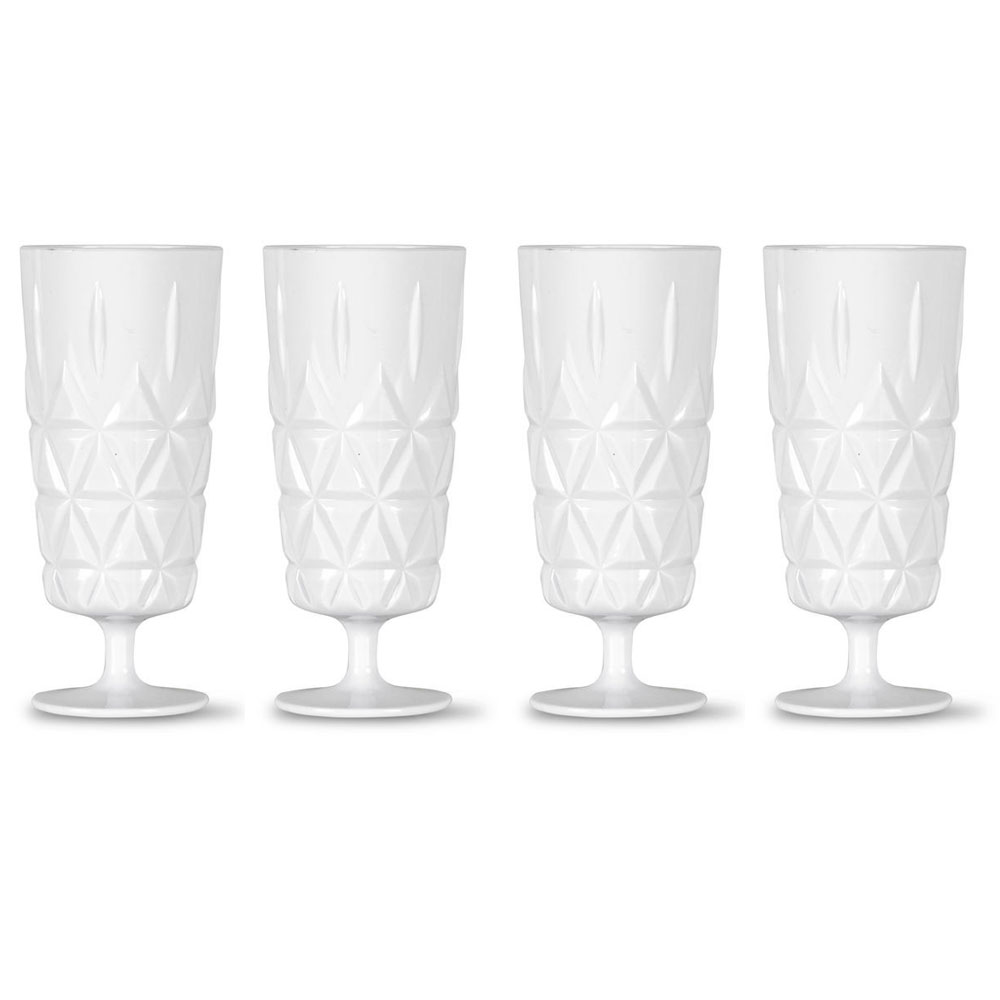 Picknick Glass High With Foot Acrylic 4-pack, White