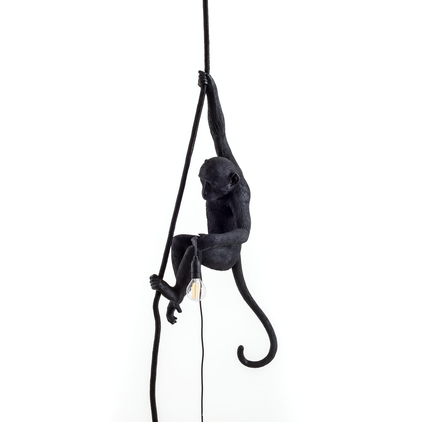 Monkey Pendant With Rope Outdoor, Black