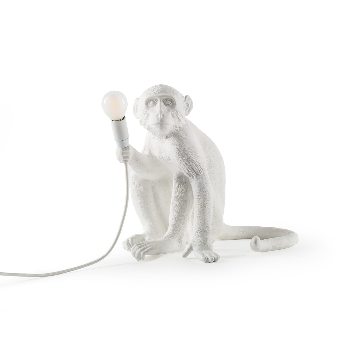 Monkey Lamp Sitting, White