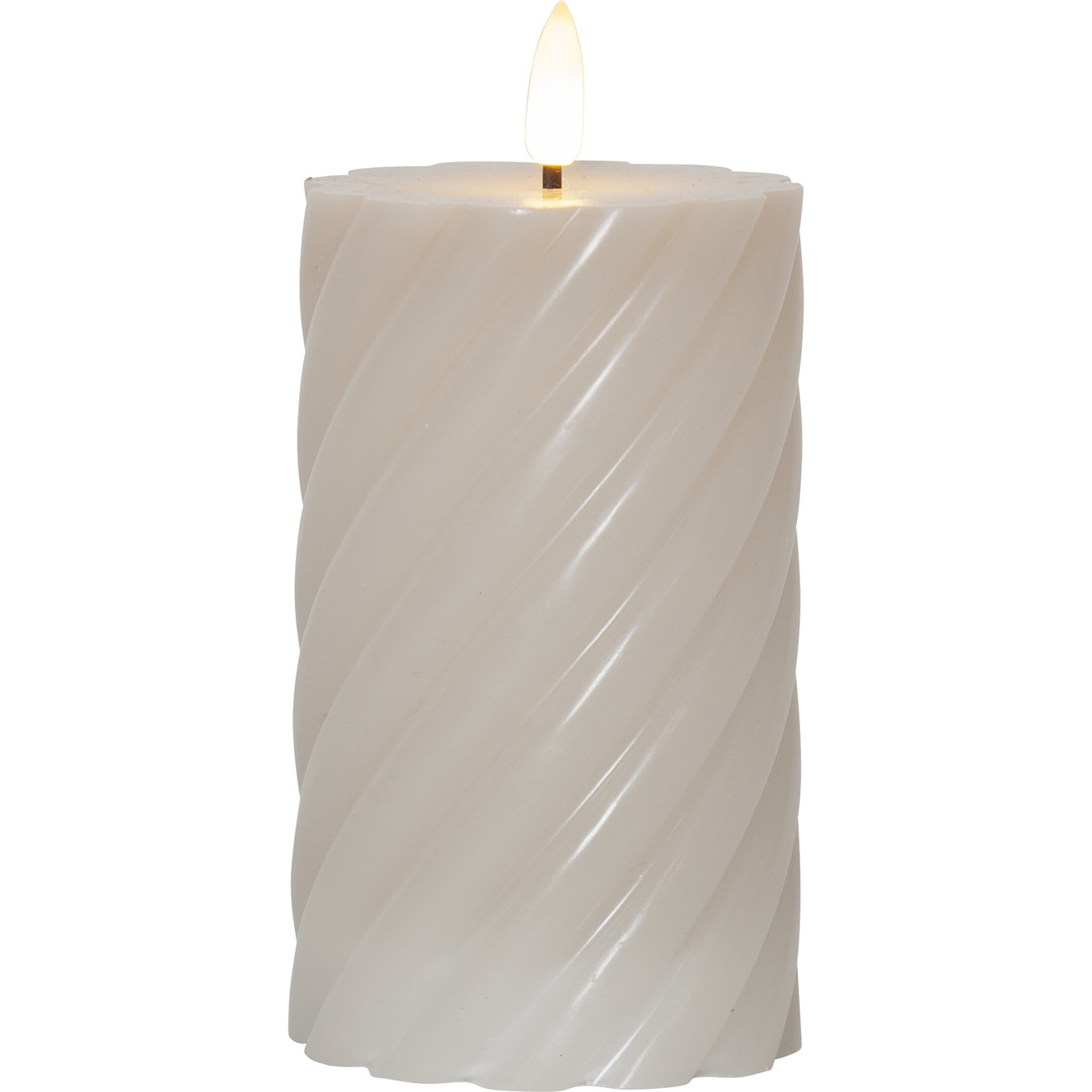 Flamme Swirl LED Pillar Candle 15 cm, Beige