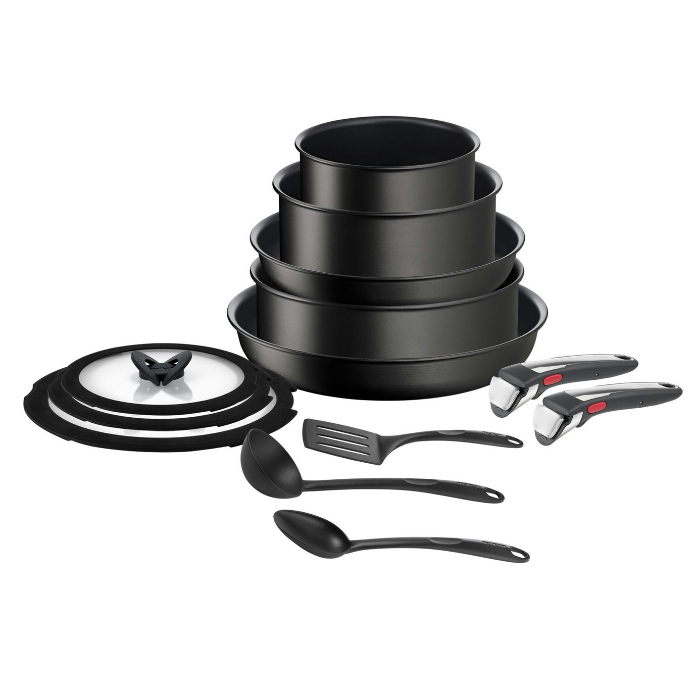 Buy Tefal Induction 5 Piece Aluminium Pan Set - Black
