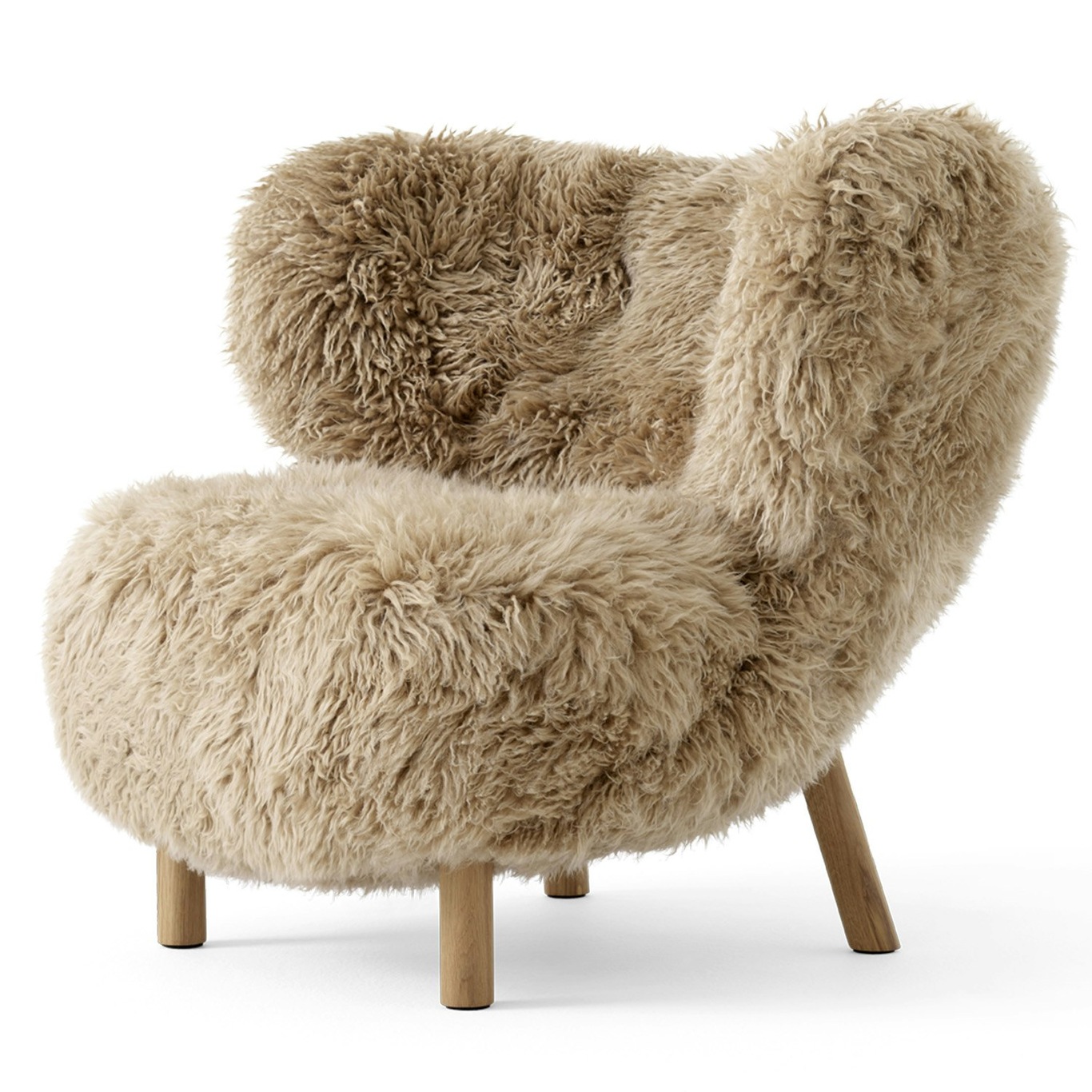 Lilla Petra VB1 Lounge Chair, Sheepskin Honey / White Oiled Oak