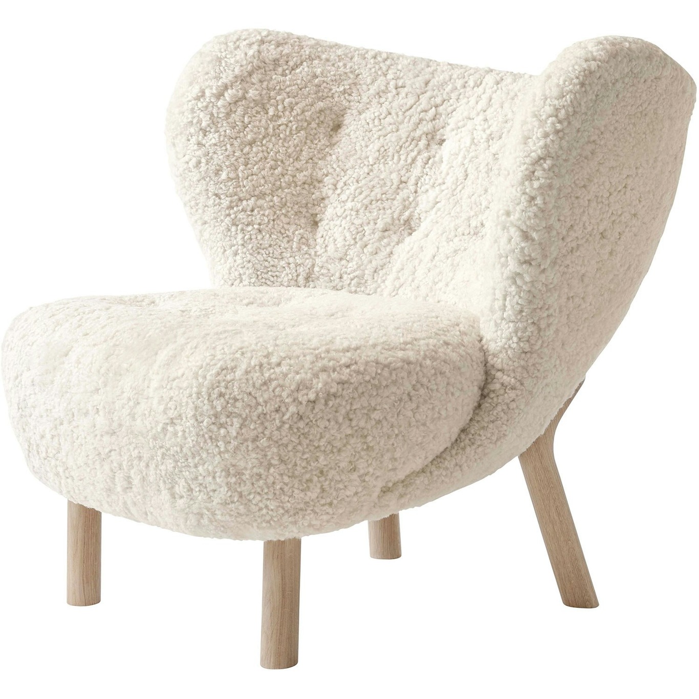Lilla Petra VB1 Lounge Chair, Sheepskin Moonlight / White Oiled Oak