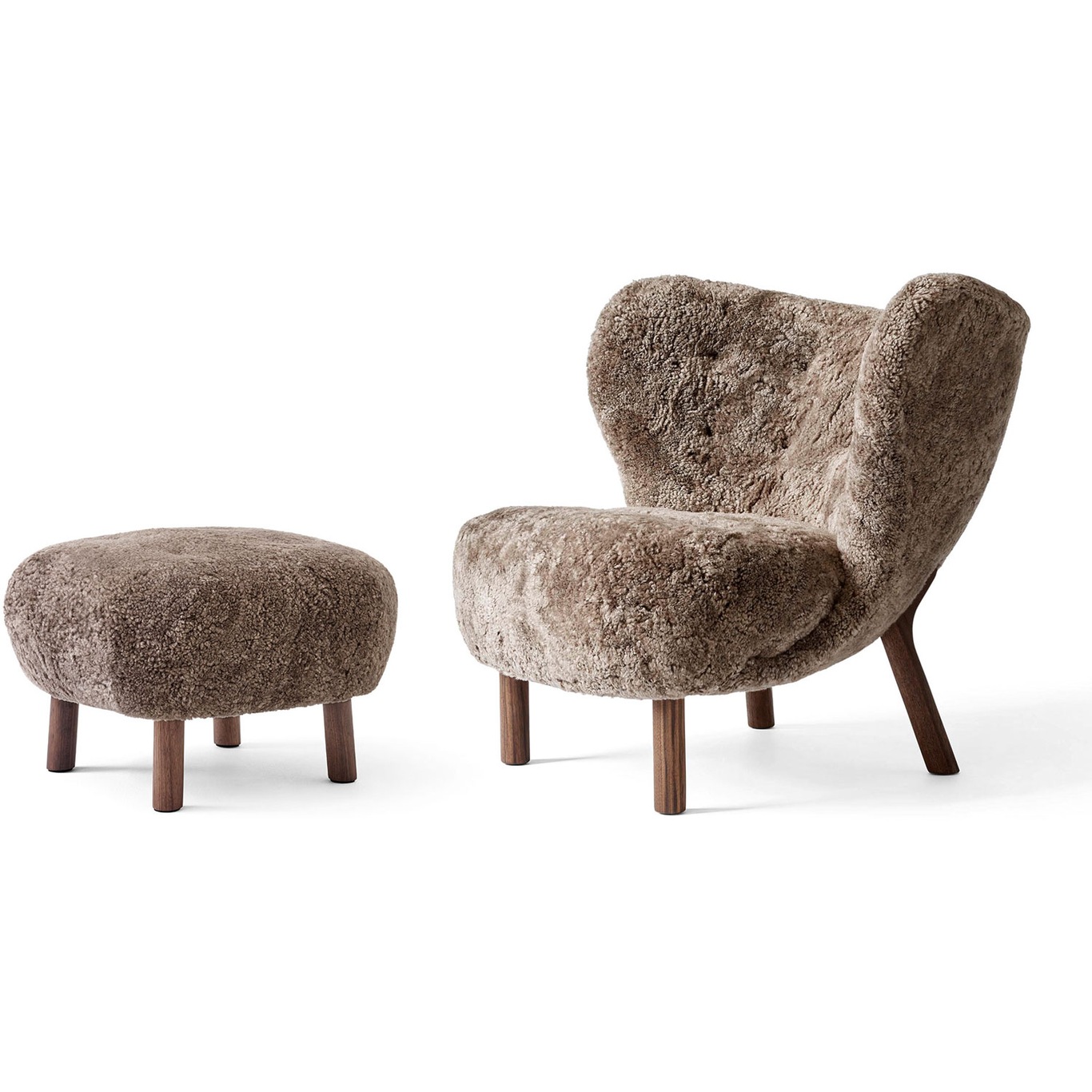 Little Petra VB1 Lounge Chair Set, Sheepskin Sahara / Walnut
