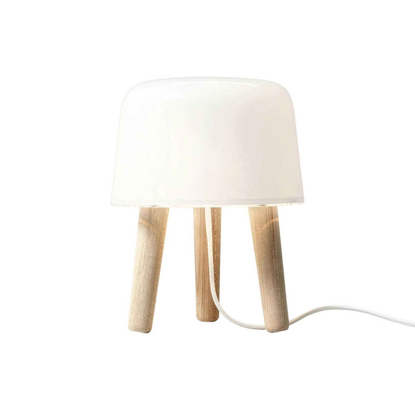 Milk table lamp, untreated ash/white cord