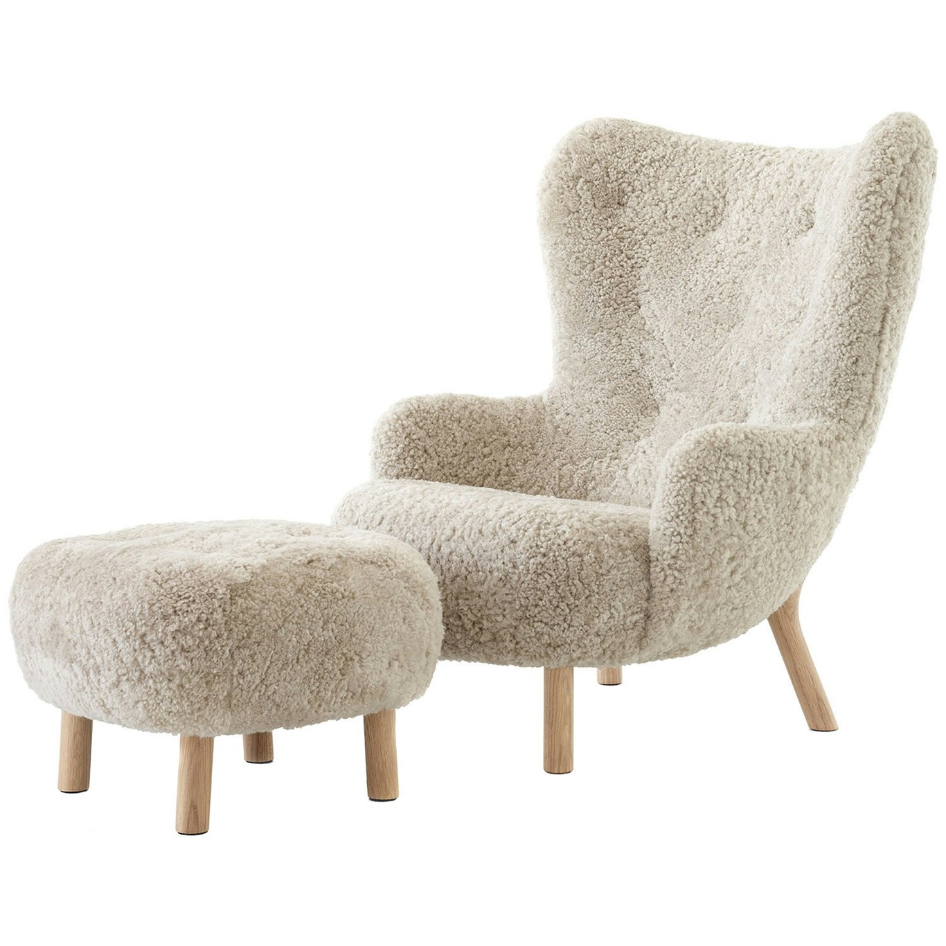 Petra VB3 Lounge Chair Set, Sheepskin Moonlight / Oiled Oak