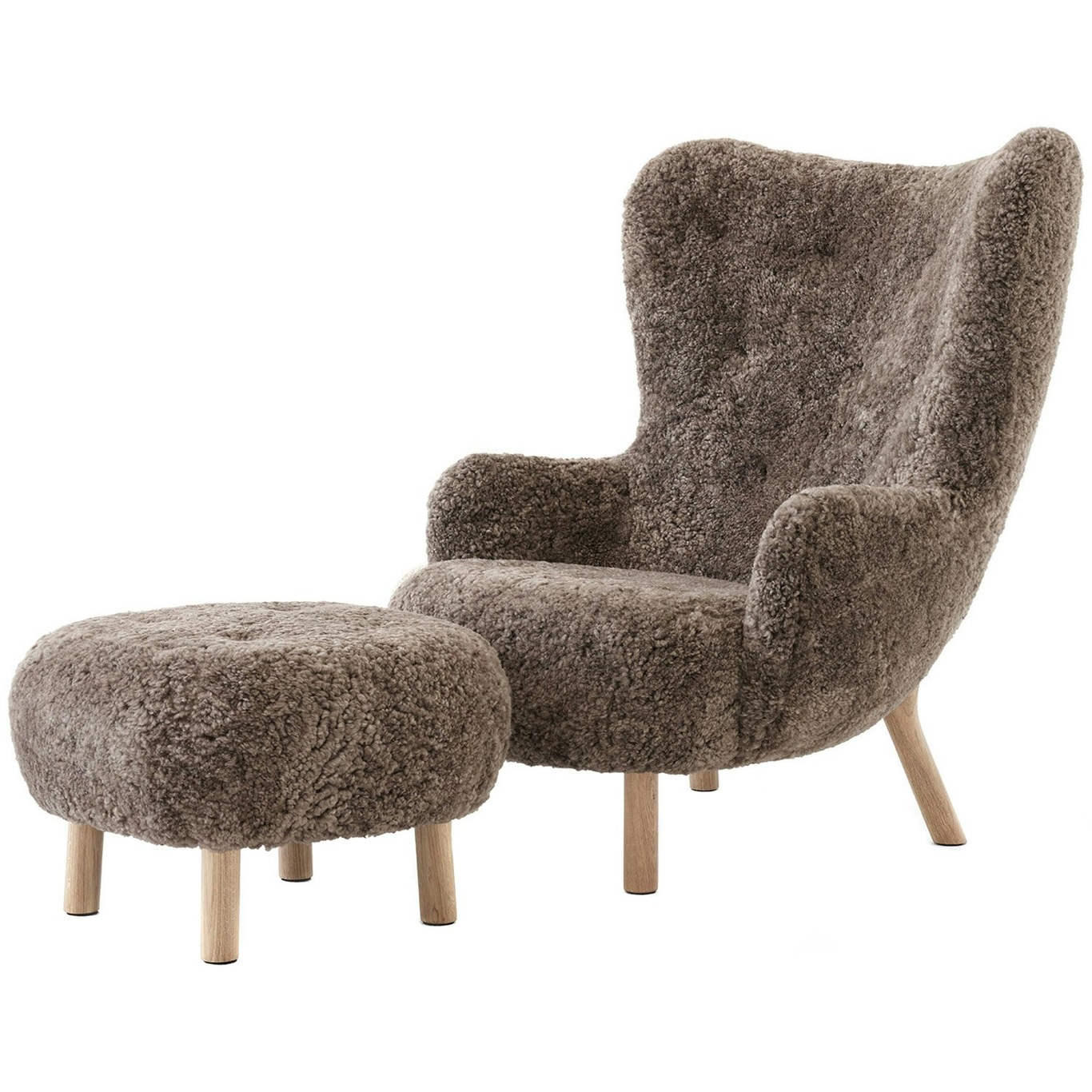 Petra VB3 Lounge Chair Set, Sheepskin Sahara / Oiled Oak