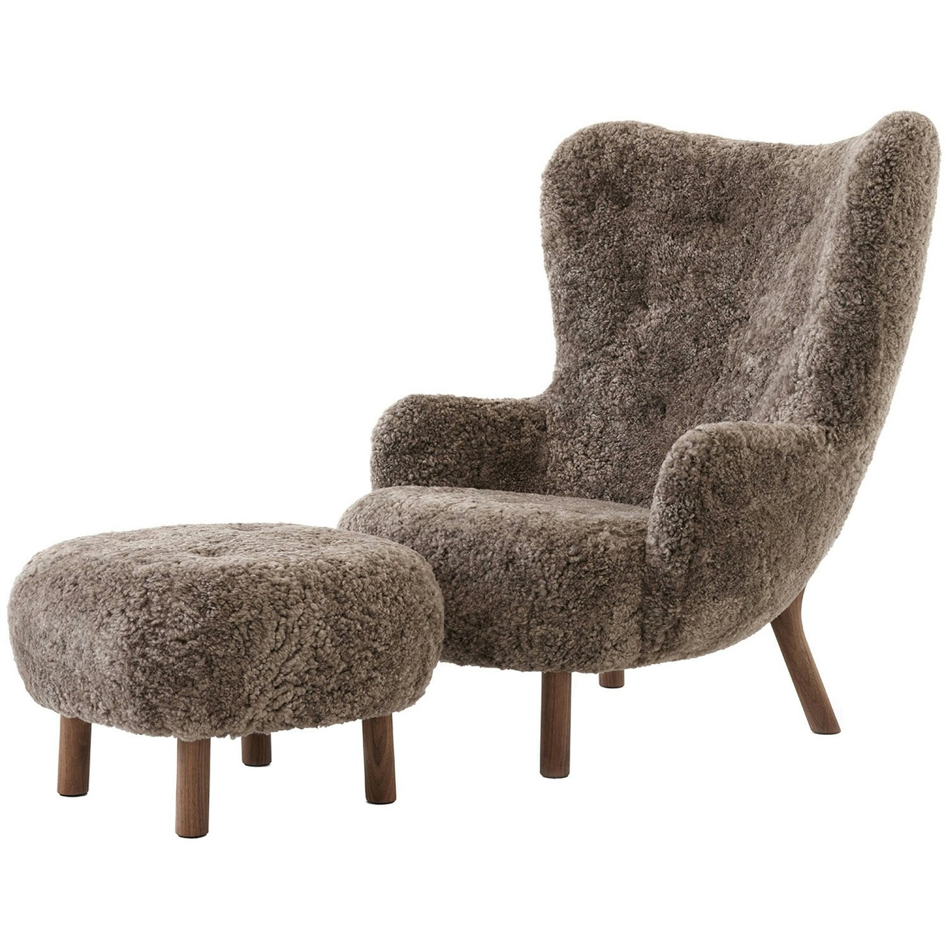 Petra VB3 Lounge Chair Set, Sheepskin Sahara / Walnut