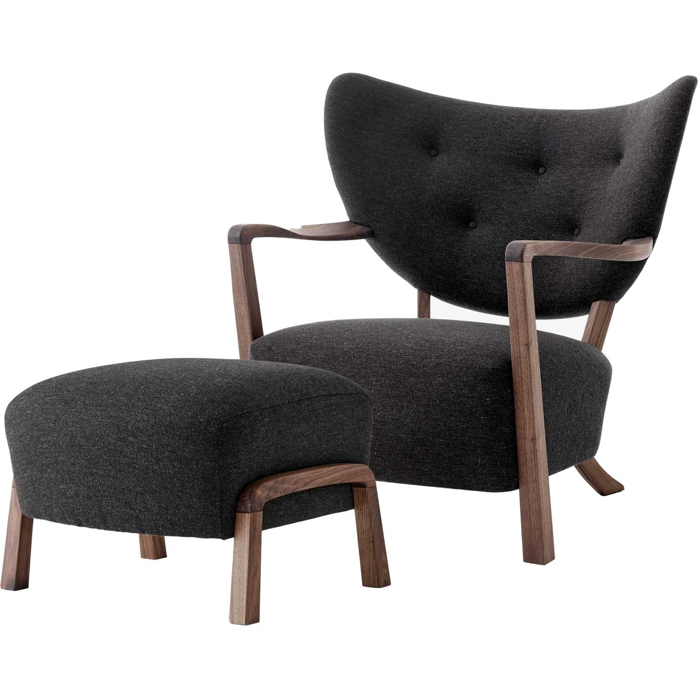 Wulff ATD2 Lounge Chair + Footstool, Walnut/Hallingdal 376
