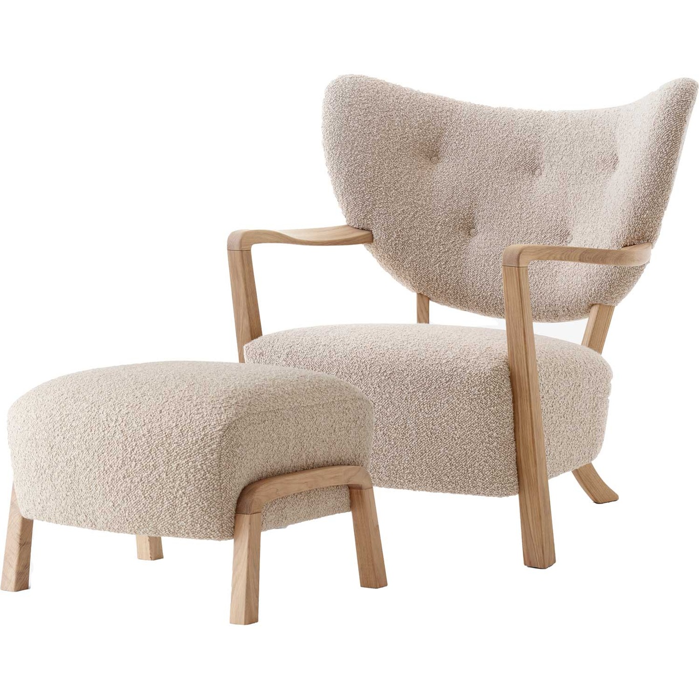 Wulff ATD2 Lounge Chair + Footstool, Oak/Karakorum 003