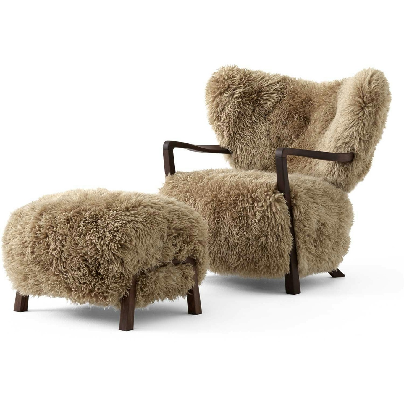 Wulff ATD2 Lounge Chair + ATD3 Footstool, Walnut / Sheepskin Honey