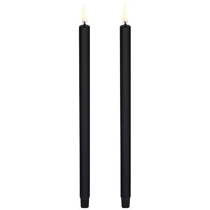 LED Mini Taper Candle Plain Black, 1,3 x 25 cm
