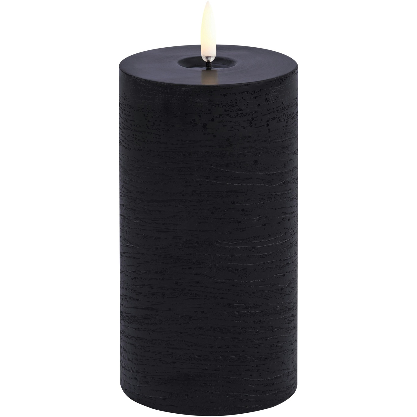 LED Pillar Candle Melted 7,8x15,2 cm, Forest Black