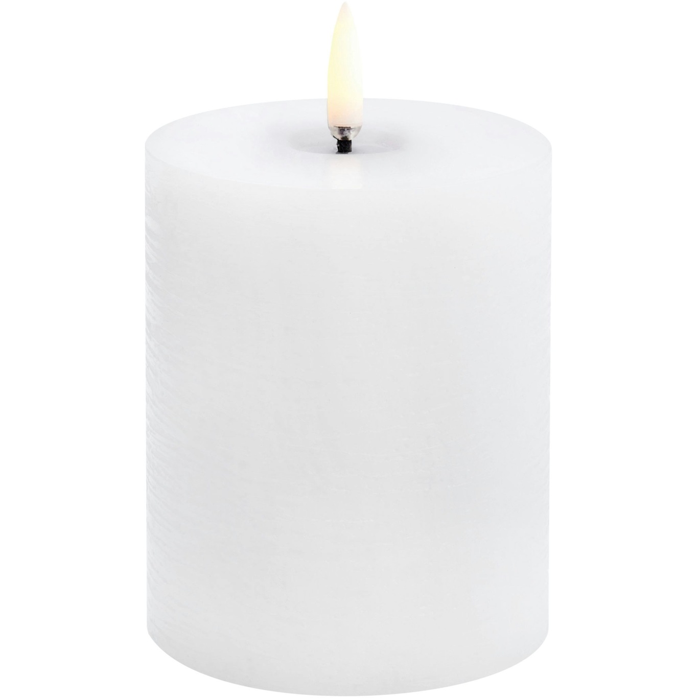 LED Pillar Candle Melted 7,8x10,1 cm, Nordic White