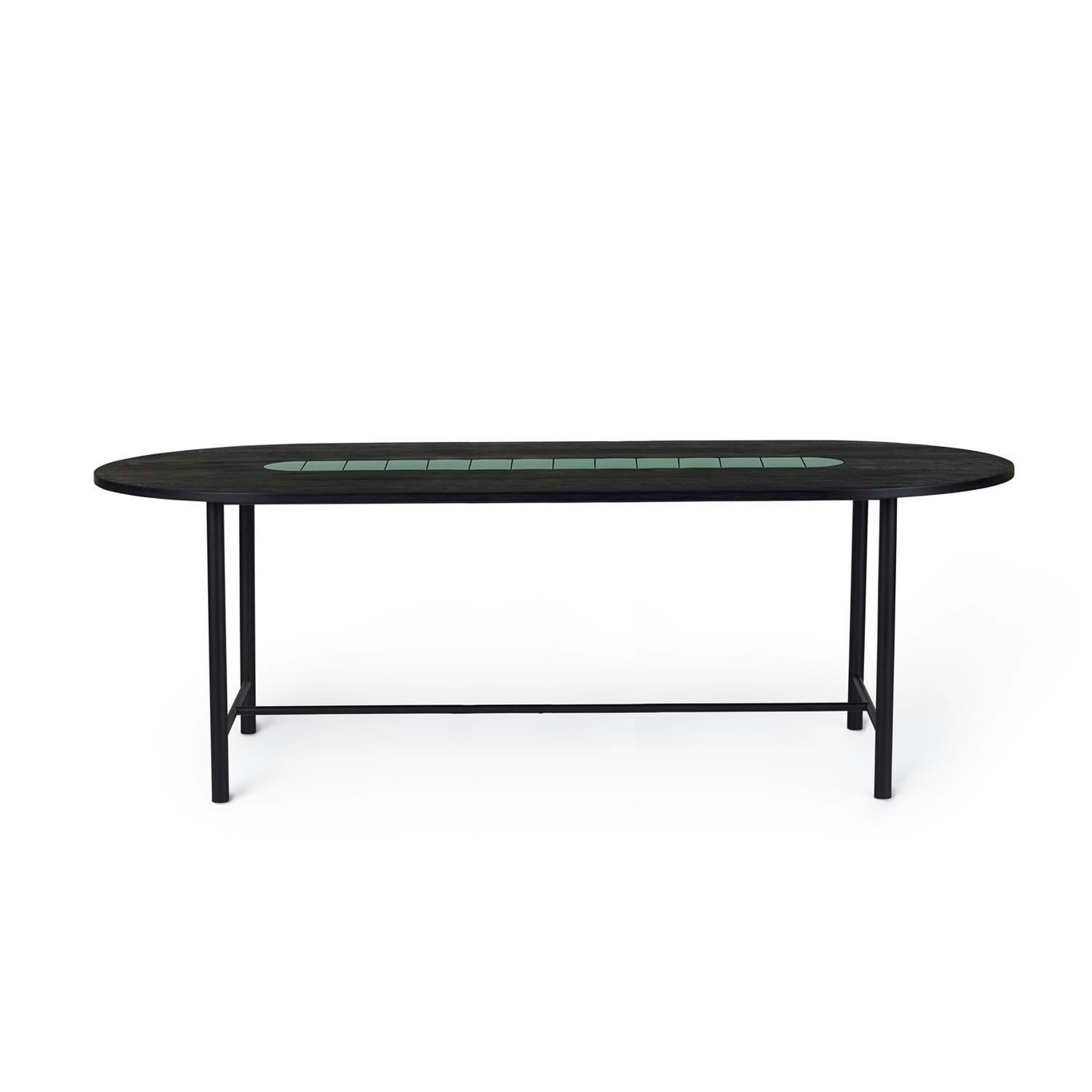 Be My Guest Dining Table 220 cm, Black Oiled Oak / Forest Green