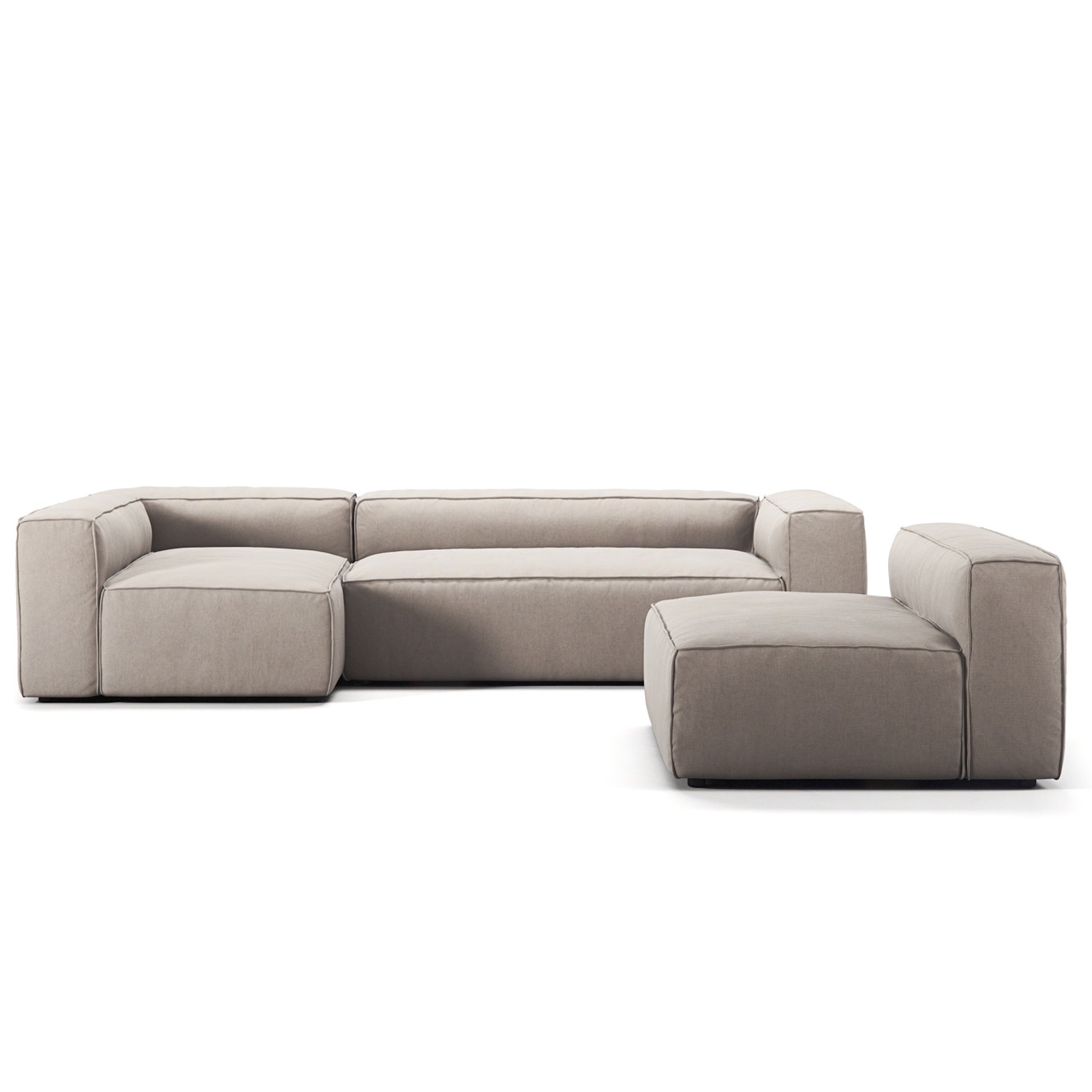 Grand 4-Sitzer-Sofa Liege Links mit Sessel, Sandshell Beige