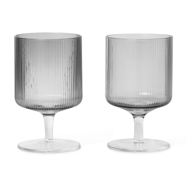 Ripple Wine Glass 2 pcs. Weinglas 2-er Set Smoked Grey