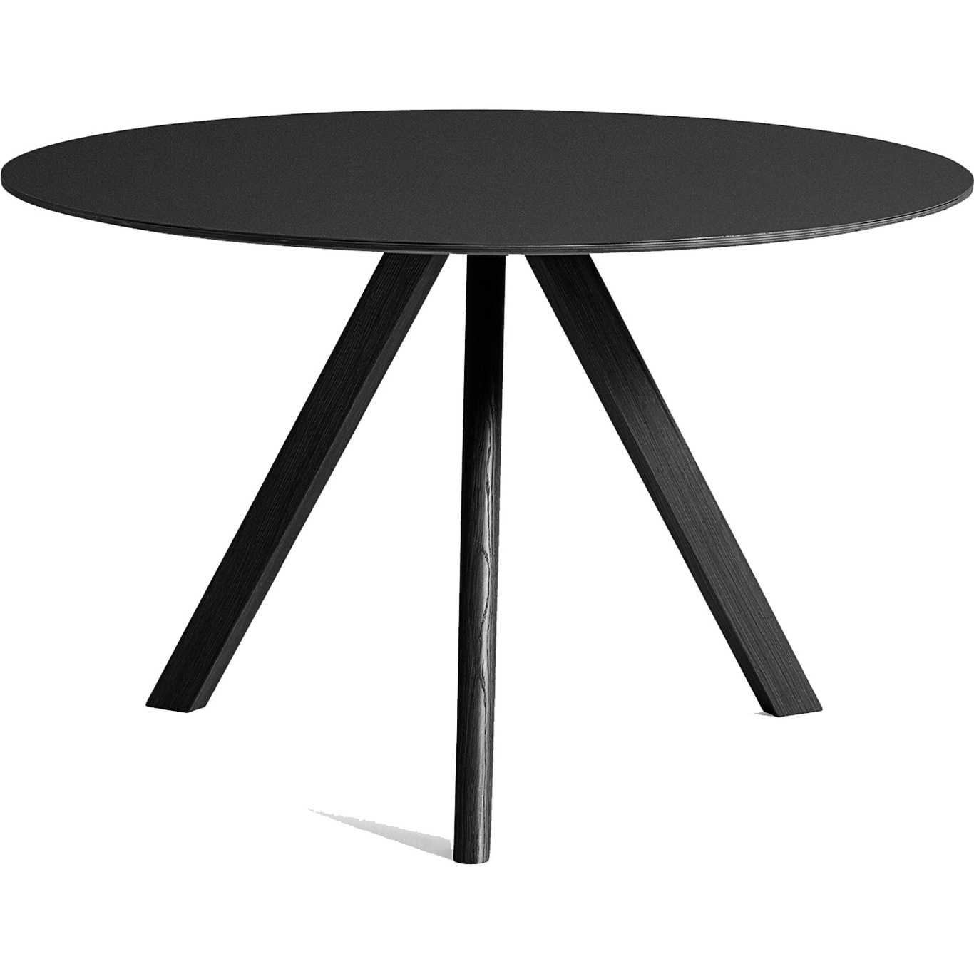 CPH20 Tisch Ø120 cm, Schwarz Mit Lack Auf Wasserbasis Lackiert Eiche / Schwarz Linoleum