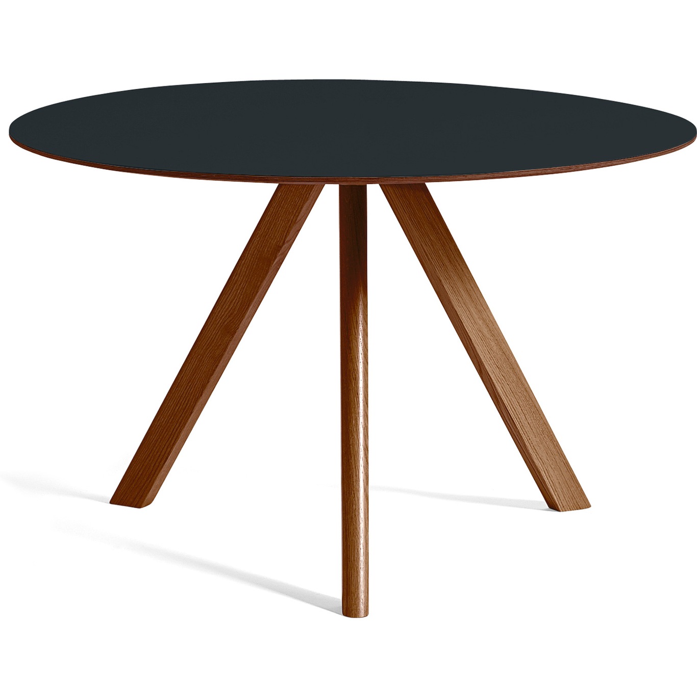 CPH 20 Tisch Ø120x74 cm, Mit Lack auf Wasserbasis lackiert Walnussholz / Dunkelgrau Linoleum