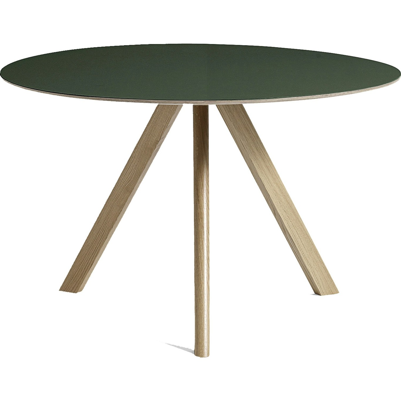 CPH20 Tisch Ø120 cm, Mit Lack Auf Wasserbasis Lackiert Eiche / Grün Linoleum