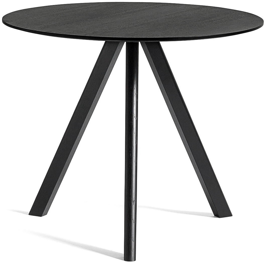 CPH20 Tisch Ø90x74 cm, Schwarz Mit Lack auf Wasserbasis lackiert Eiche