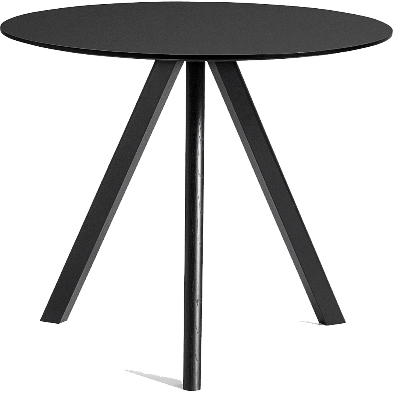 CPH20 Tisch Ø90x74 cm, Schwarz Mit Lack auf Wasserbasis lackiert Eiche / Schwarz Linoleum