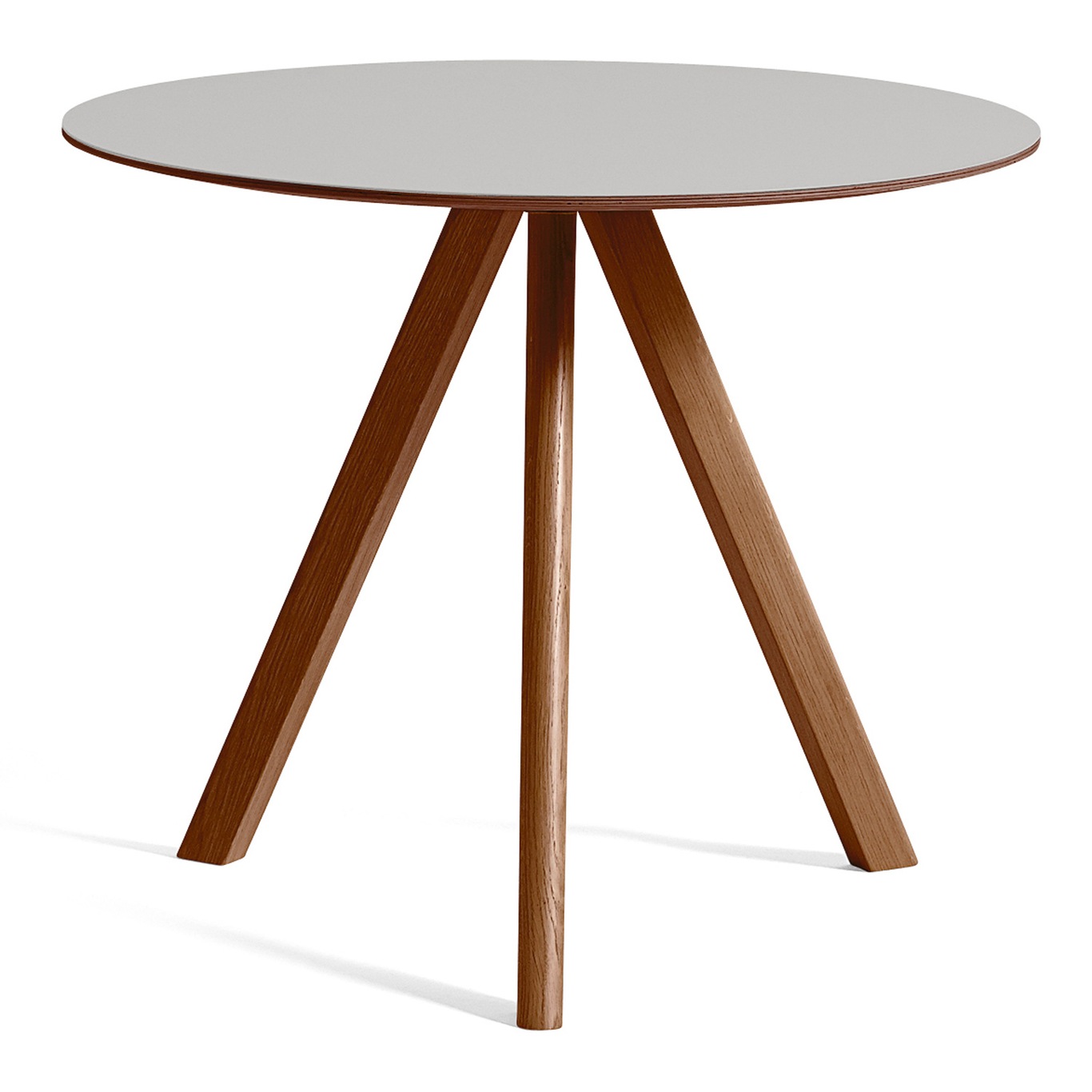 CPH 20 Tisch Ø90x74 cm, Mit Lack auf Wasserbasis lackiert Walnussholz / Pebble Grey Linoleum