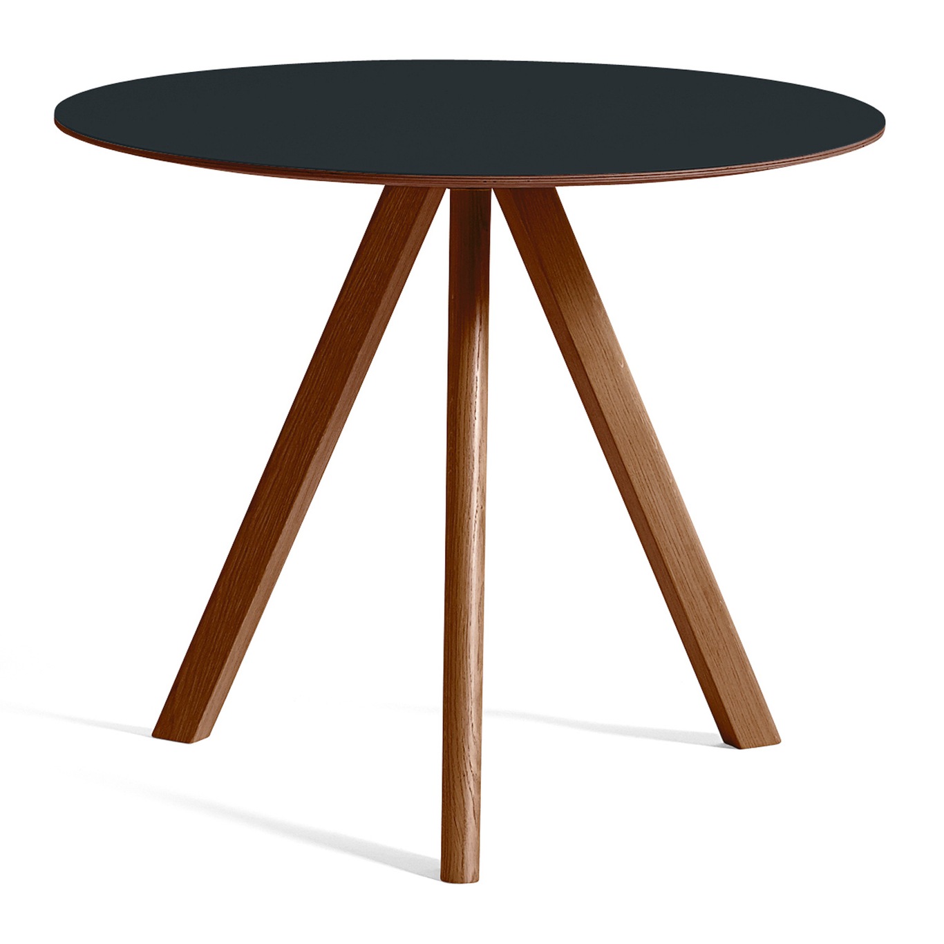 CPH 20 Tisch Ø90x74 cm, Mit Lack auf Wasserbasis lackiert Walnussholz / Dunkelgrau Linoleum